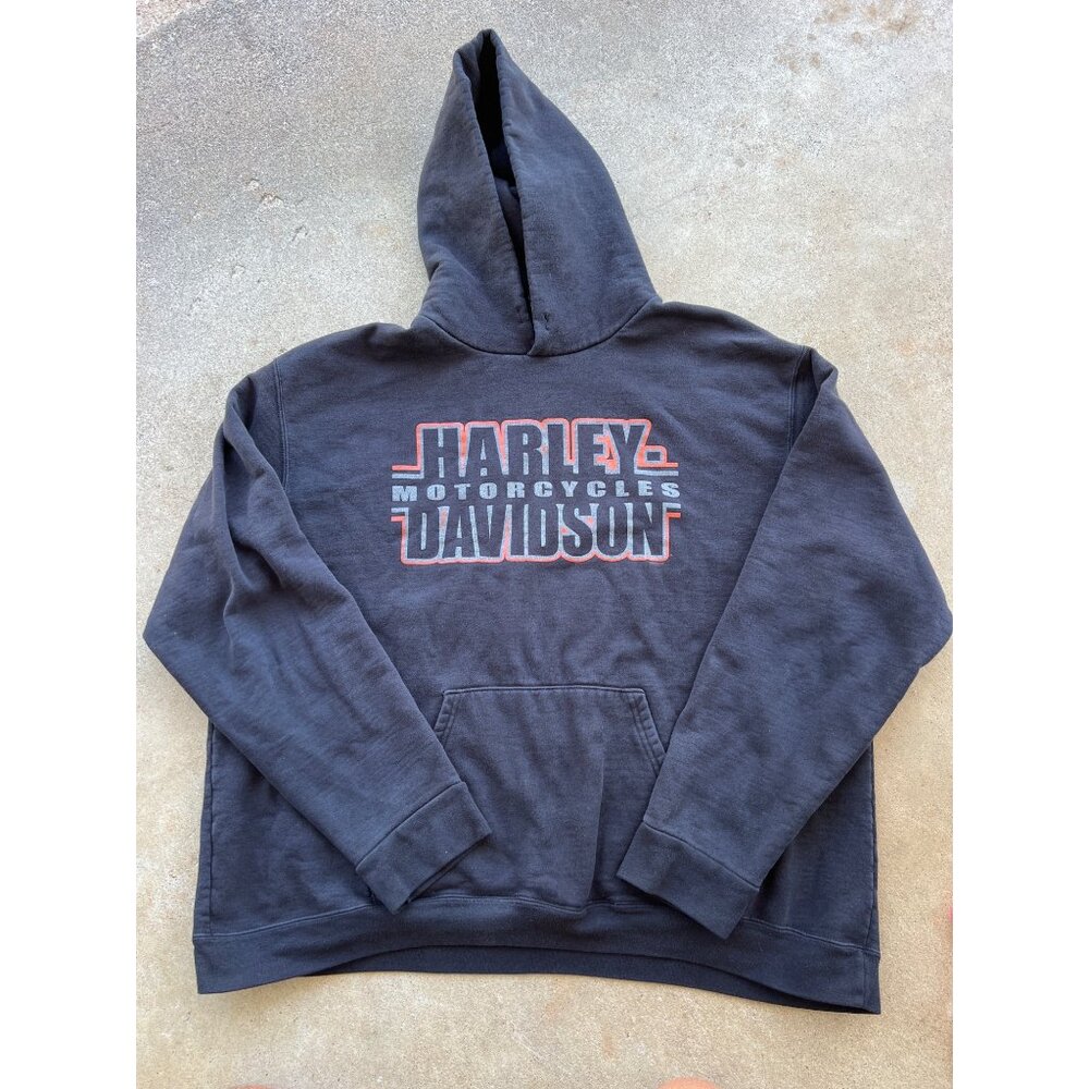 Vintage Harley-Davidson Motorcycles Graphic Hoodie 2XL Mens Black D4